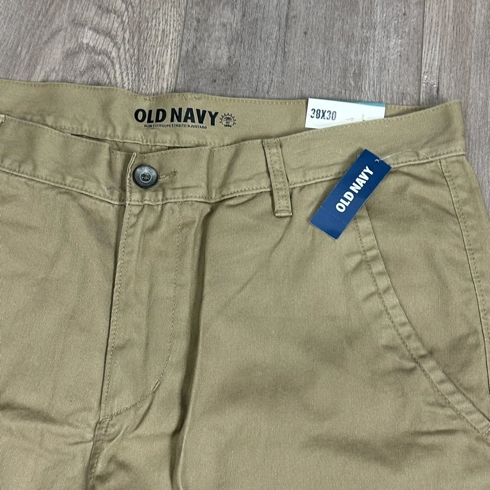 Men's Old Navy 38 x 30 Pants Chino Khakis Khaki Tan Slim Fit Classic Cotton NWT